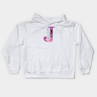 Floral Monogram J Beautiful Rose Bouquet Kids Hoodie